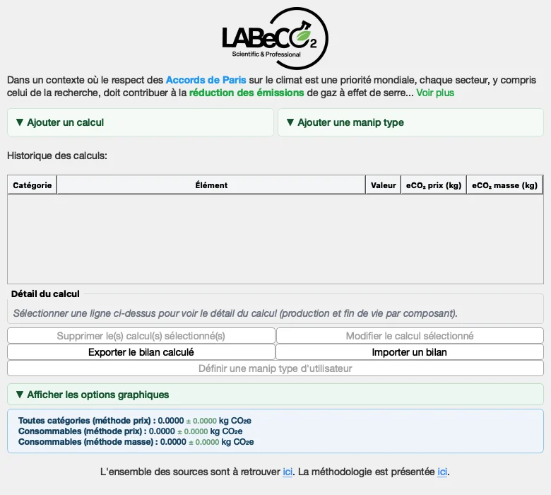 Écran de démarrage de LABeCO₂